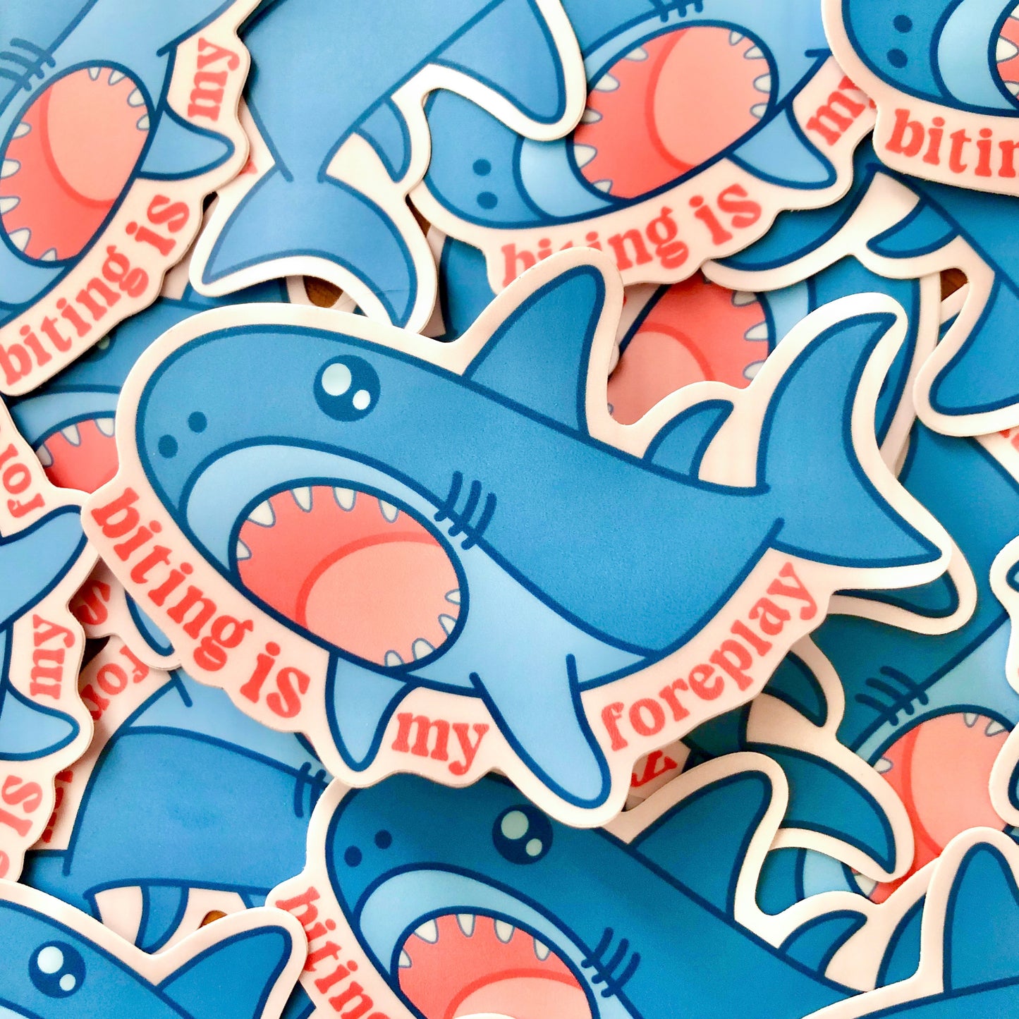 Biting is my Foreplay Shark Vinyl Sticker