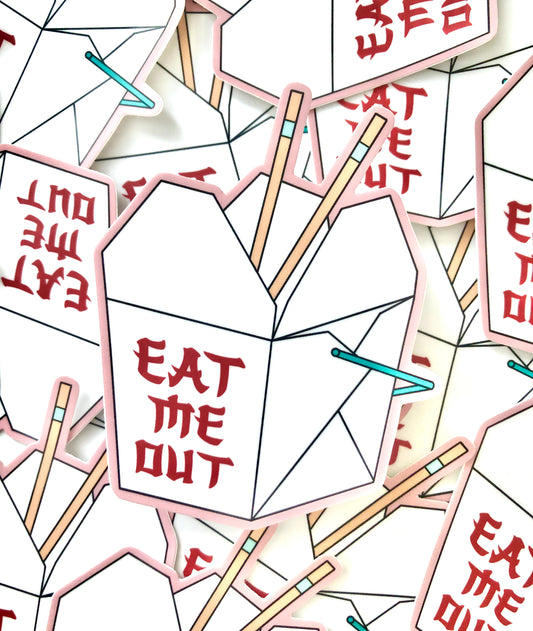 Eat Me Out Take Out Box Vinyl Sticker