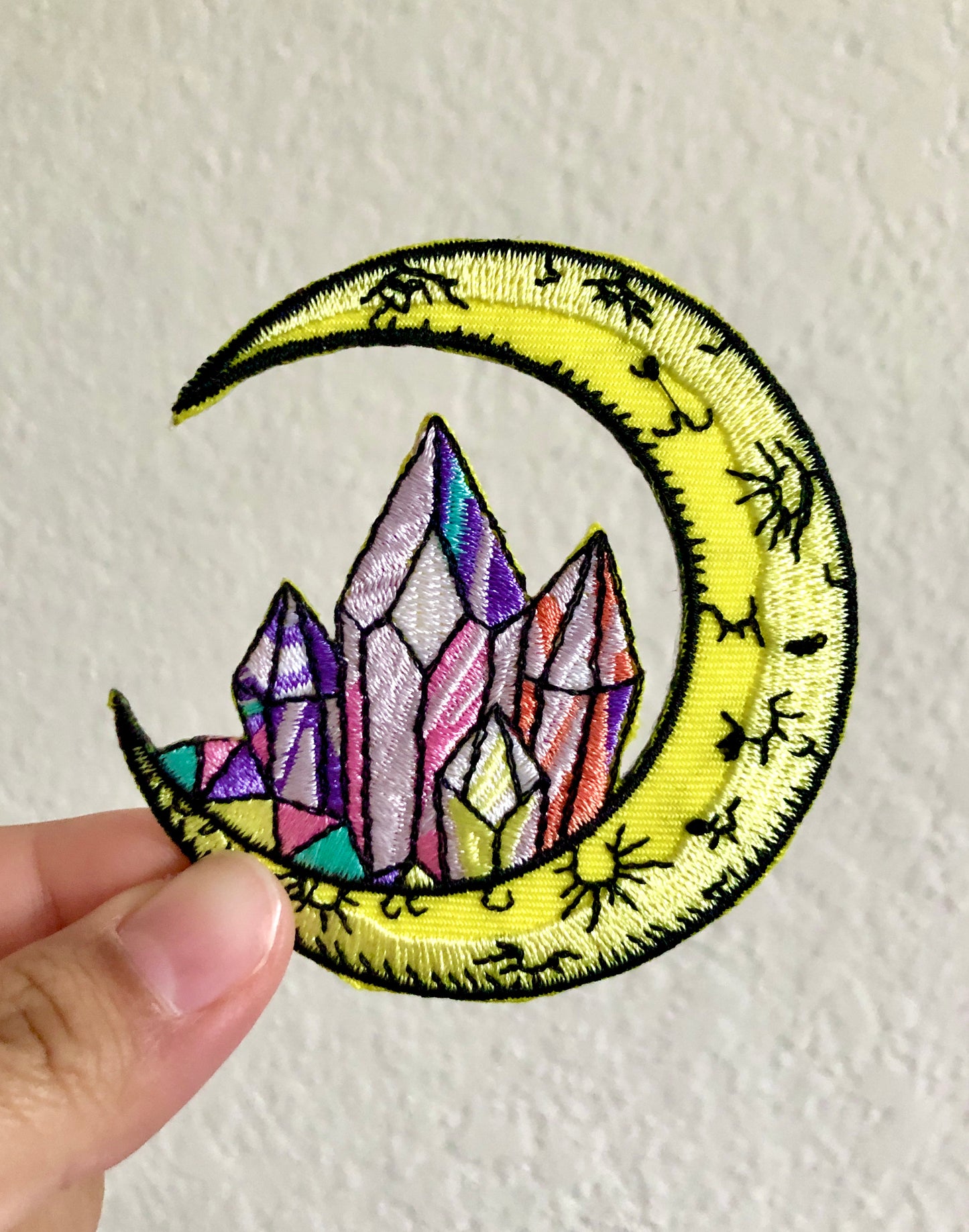 Moon with Crystals Iron On Patch