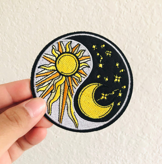 Sun and Moon Yin Yang Iron On Patch